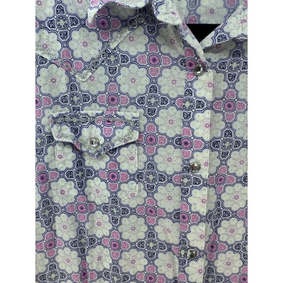 Wrangler Womens L Vintage Inspired Jeweled Snap Silver Purple Western Cotton Y2K - Picture 3 of 9